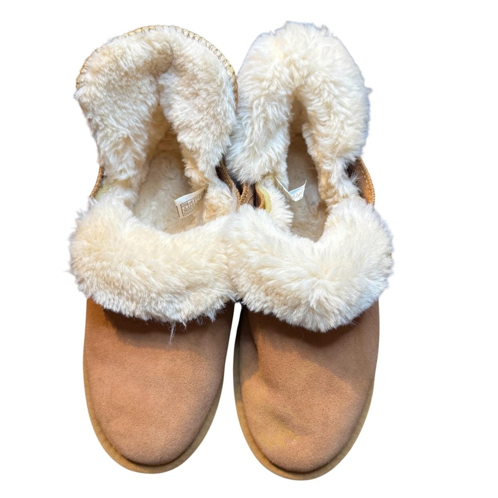 UGG Slippers Womens Size 8 Brown Leather Shearling Lined Booties F19010D